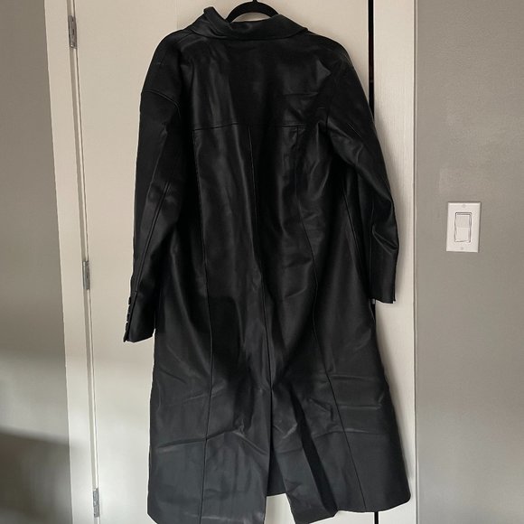 NWT | Dept. Anonym Faux Leather Coat with Pinched Pleats - Picture 4 of 9